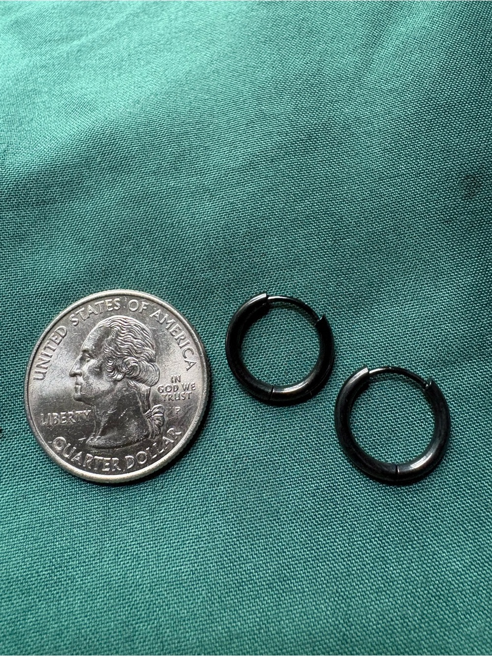 Small Black Hoop Huggie Earrings